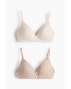 H&M 2-Pack Padded Non-Wired Cotton Bras - White
