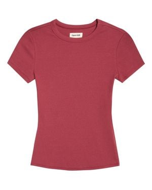 Open Edit Rib Short Sleeve Shirt - Red