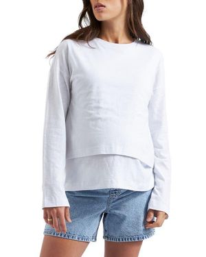 Ripe Maternity Claud Long Sleeve Nursing Top - White