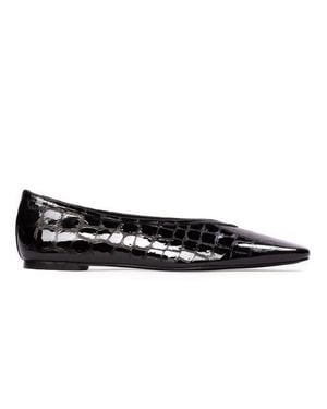 Black Suede Studio Ayra Croc Ballerina - Black