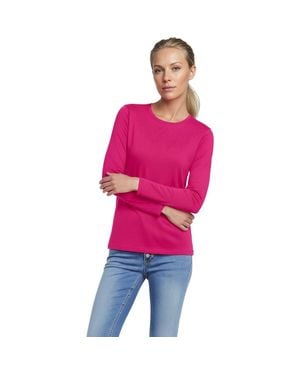 Lands' End Supima Cotton Long Sleeve Crewneck T-Shirt - Pink