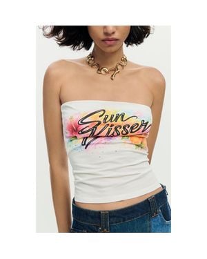 Desigual Graphic Tube Top - White