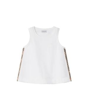 Burberry Check Trim Cotton Top - White