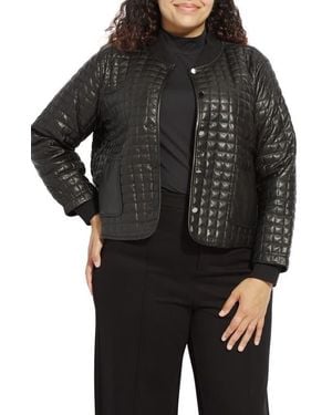 Lyssé Agnes Quilted Faux Leather Crop Jacket - Black