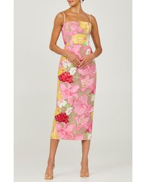 HELSI Gemma Floral Appliqué Sequin Midi Dress - Pink