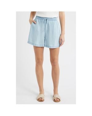 Beach Lunch Lounge Toney Tie Waist Chambray Shorts - Blue
