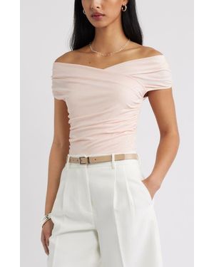 Open Edit Crossover Off The Shoulder Top - Natural