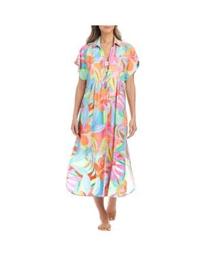 Rod Beattie Pleated Dolman Sleeve Cover-Up Shirtdress - Red