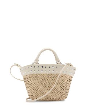 Mango Studded Raffia Bucket Bag - Metallic