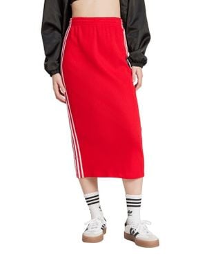 adidas Originals Adicolor 3-Stripes Knit Midi Skirt - Red