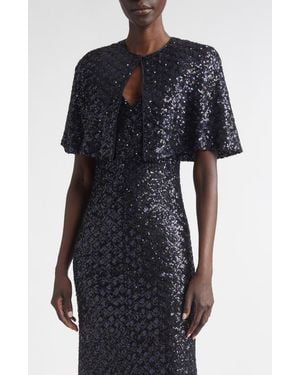 St. John Metallic Shimmer Tweed Bolero Jacket - Black