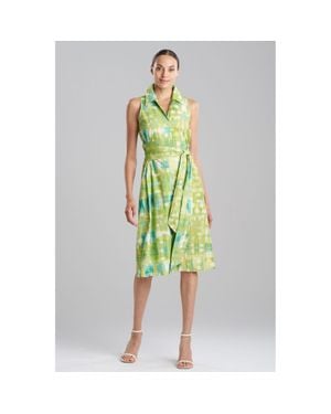 Natori Plaids Halter Button Down Dress - Green