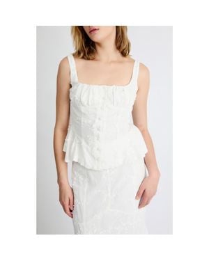 Extro & Vert Bella Embroidered Detail Top - White