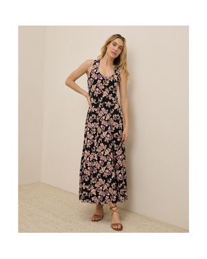 Pact Organic Cotton Fit & Flare Open Back Maxi Dress - Natural