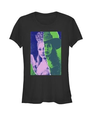 Wicked: For Good Junior's Glinda And Elphaba Tonal Poster T-Shirt - Black