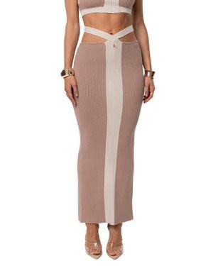 JLUXLABEL Coastal Drift Crop Top & Skirt Set - Brown