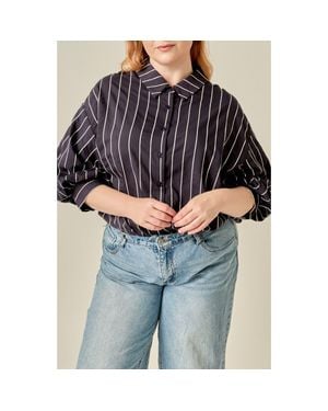 English Factory Striped Balloon Sleeve Shirt - Gray