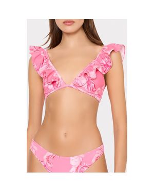 MILLY Canoppe Ruffle Bikini Top - Pink