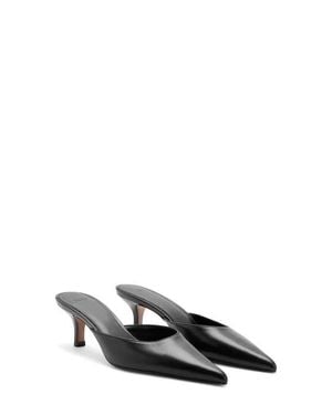 Mango Pointed Toe Kitten Heel Mule - Black