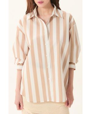 DELUC Vicenzo Stripe Cotton Button-Up Shirt - Natural
