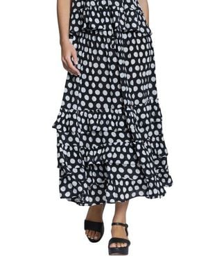 Apny Tiered Pull-On Midi Skirt - Black