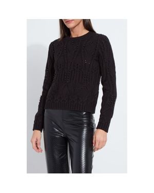 Lyssé Eliza Cozy Embellished Cable Sweater - Black