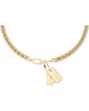 AllSaints Dog Tag Link Chain Pendant Necklace - Metallic