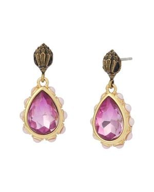 Kurt Geiger Eagle Faux Pearl & Crystal Drop Earrings - Pink