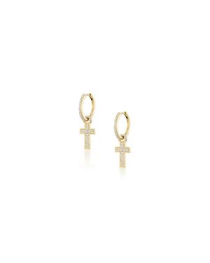 Sheryl Lowe Diamond Cross Charm Earring - Multicolor