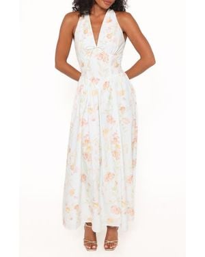 Petal & Pup Myra Print Sleeveless Maxi Dress - White