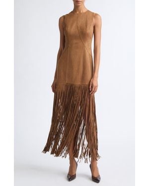 Toccin Esther Faux Suede Fringe Minidress - Brown