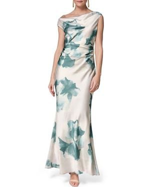 Donna Karan Water Lily Print One-Shoulder Gown - Green