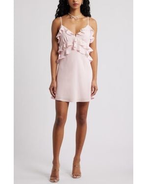 BP. Ruffle Chiffon Cocktail Minidress - White