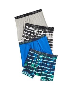 Calvin Klein Kids' 4-Pack Assorted Stretch Cotton Boxer Briefs - Blue