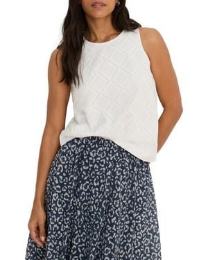 NIC+ZOE Diamond Eyelet Cotton Top - Blue