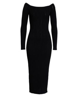 Helmut Lang Open Rib Long Sleeve Midi Dress - Black
