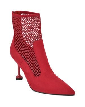 Nine West Goane Fishnet Pointed Toe Ankle Bootie - Red