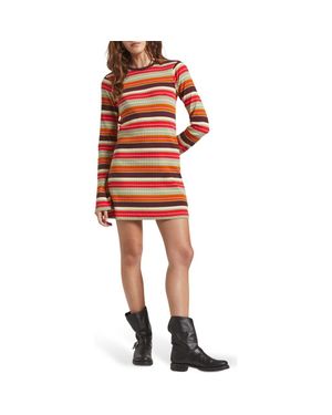 Brixton Dolly Long Sleeve Stretch Cotton Knit Dress - Red