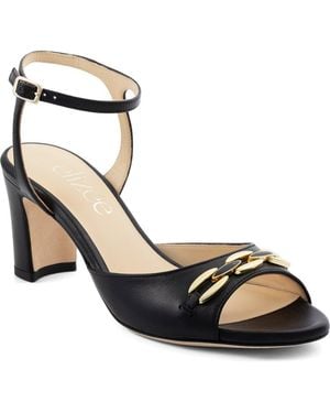 Elizee Tessa Sandal Leather Block Heel - Metallic