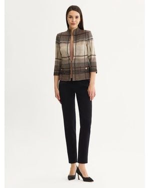 Misook Ombre Grid Flat Knit Jacket - Natural