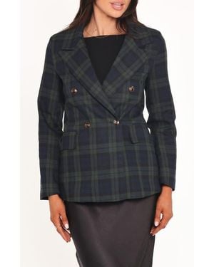 Petal & Pup Juliette Plaid Double Breasted Blazer - Black