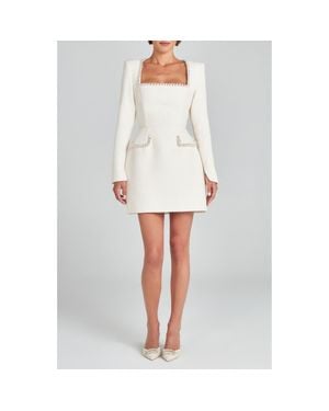 Nadine Merabi Natalie Beaded Long Sleeve Sheath Minidress - White