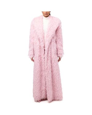 Naked Wardrobe Long Faux Feather Coat - Pink
