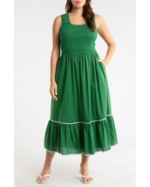Sugarlips Jessy Smocked Sleeveless Midi Dress - Green