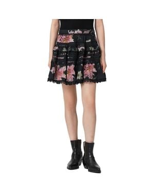 AllSaints Zora Floral Lace Detail Miniskirt - Black