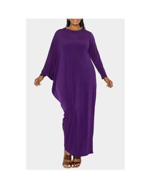 L I V D Louella Asymmetrical Long Sleeve Stretch Maxi Dress - Purple