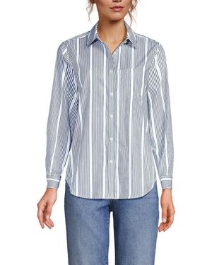 Lands' End Cooling Button Front Shirt - Blue