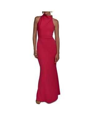Donna Karan Funnel Neck Mermaid Gown - Red
