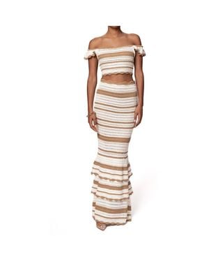 JLUXLABEL Corazon Stripe Knit Crop Top & Maxi Skirt Set - Metallic