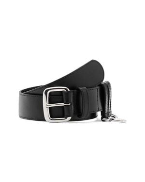 Mango Starring Hailey Bieber Loops Leather Belt - Black